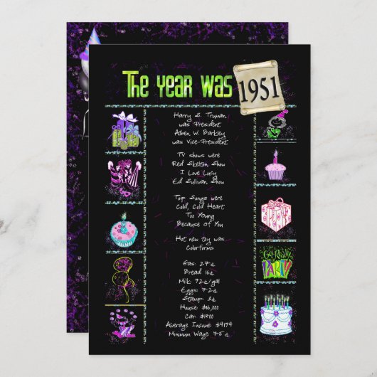 Verjaardag 1951 Uitnodiging (Voorkant / Achterkant)