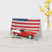 Verjaardag 1955 Chevy auto op kaart (Gele Bloem)
