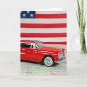 Verjaardag 1955 Chevy auto op Road Map Kaart (Voorkant)