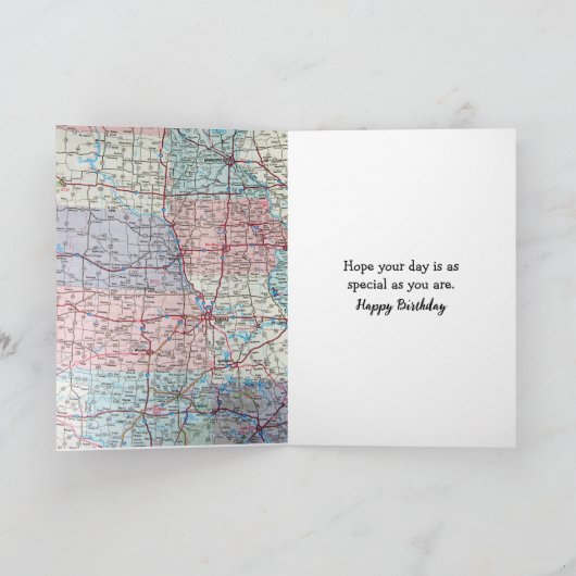 Verjaardag 1955 Chevy auto op Road Map Kaart (Binnen)