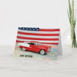 Verjaardag 1955 Chevy Car op een wegenkaart Kaart