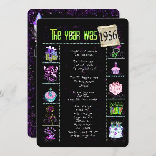 Verjaardag 1956 Uitnodiging (Voorkant / Achterkant)