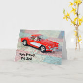 Verjaardag 1957 Corvette op kaart (Gele Bloem)