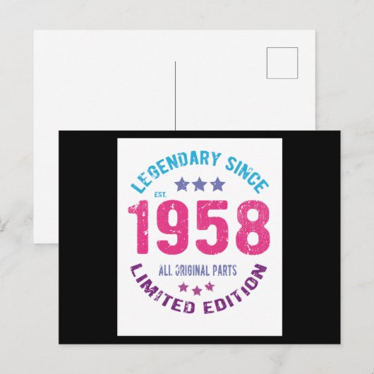  verjaardag 1958 briefkaart (Voorkant / Achterkant)