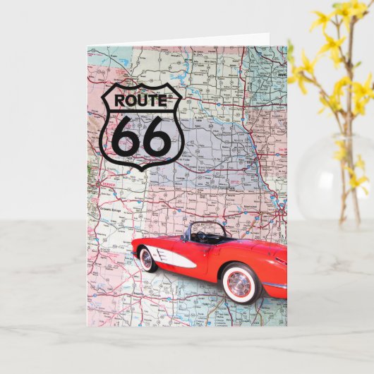 Verjaardag 1960 Corevette op kaart (Gele Bloem)