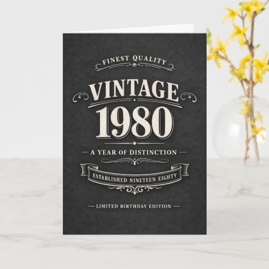 Verjaardag 1980 Vintage Kaart (Gele Bloem)