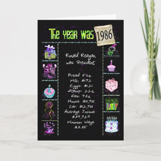 Verjaardag 1986 Leuke Trivia Feiten Kaart (Voorkant)
