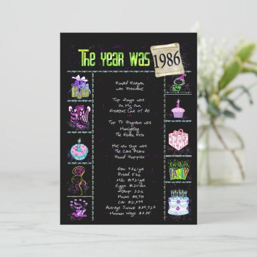 Verjaardag 1986 Uitnodiging (Staand voorkant)