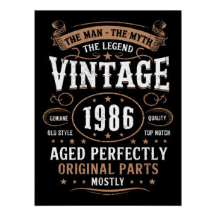 Verjaardag 1986 Vintage De Man De Legende Bday Ide Perfect Poster