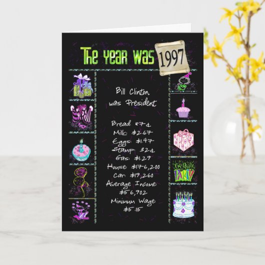 Verjaardag 1997 Leuke Trivia Feiten Kaart (Gele Bloem)