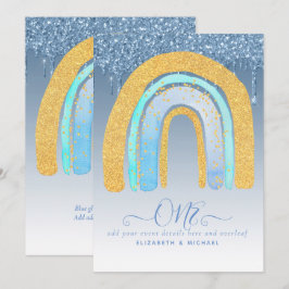 VERJAARDAG 1e BLAUWE Zilveren Glitter Regenboog