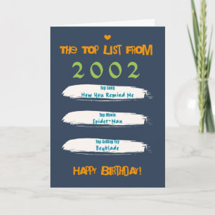 Verjaardag 2002 Top Lijst Kaart