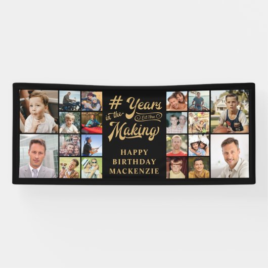 Verjaardag 20 Fotocollage Jaren in de maak Spandoek (Horizontaal)