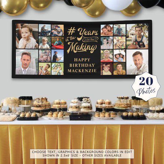 Verjaardag 20 Fotocollage Jaren in de maak Spandoek