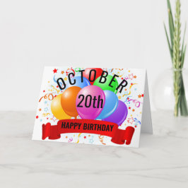 Verjaardag 20 oktober kaart