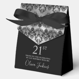 Verjaardag 21 Elegante Zilveren Kant Bedankt Bedankdoosjes