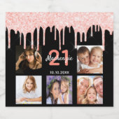 Verjaardag 21 foto zwart roos gouden naam sparkling wijnetiket (Enkel label)