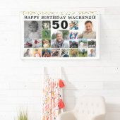 Verjaardag 21 Fotocollage Goud Confetti Custom Spandoek (Insitu)