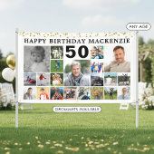 Verjaardag 21 Fotocollage Goud Confetti Custom Spandoek