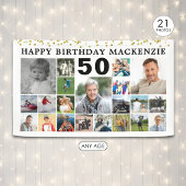 Verjaardag 21 Fotocollage Goud Confetti Custom Spandoek