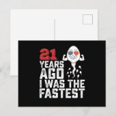 Verjaardag 21 jaar geleden was ik het snelste briefkaart (Voorkant / Achterkant)
