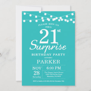 Verjaardag 21 jaar teal aqua turquoise kaart