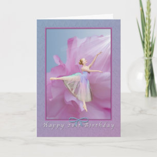 Verjaardag, 21e, Ballerina op roze en blauw Kaart