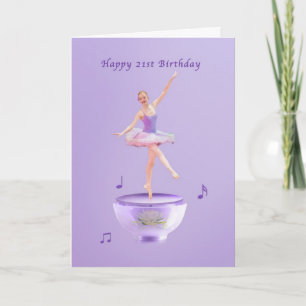 Verjaardag, 21e, Music Box Ballerina Kaart