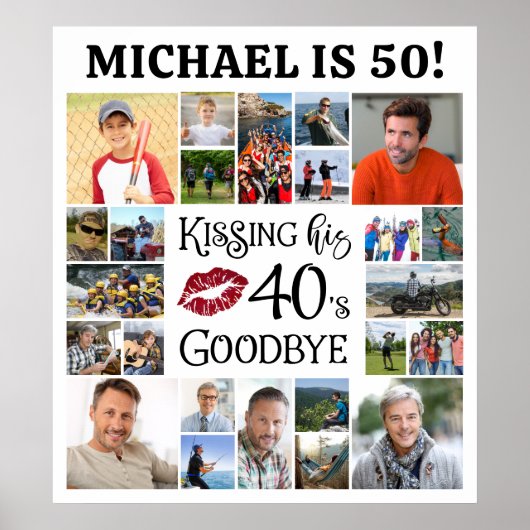 Verjaardag 24 foto's kussen zijn decennium vaarwel poster (Voorkant)