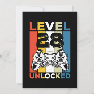 Verjaardag 28e Niveau Ontgrendeld 28 Gaming Vintag Kaart