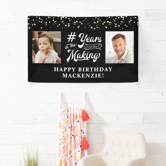 Verjaardag 2 foto's Jaar in het maken van aangepas Spandoek (Insitu)