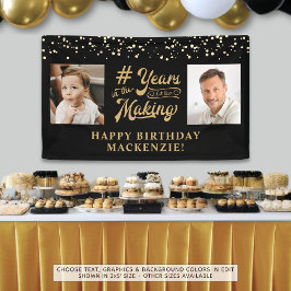 Verjaardag 2 foto's Jaren in het maken van zwart g Spandoek