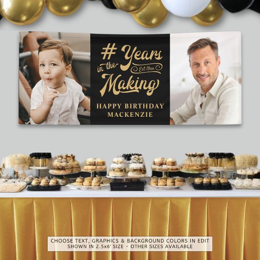 Verjaardag 2 foto's Jaren in het maken van zwart g Spandoek