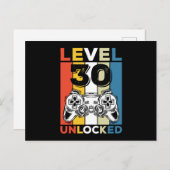 Verjaardag 30e level ontgrendeld 30 Gamen Retro Briefkaart (Voorkant / Achterkant)