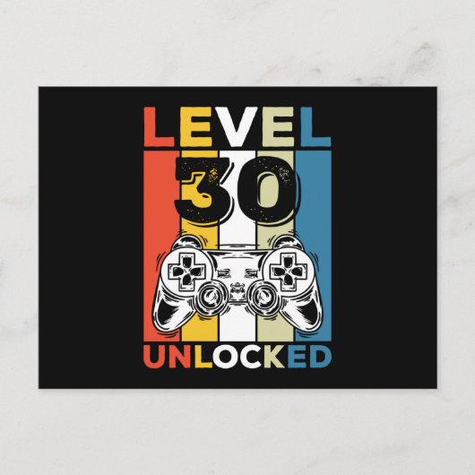 Verjaardag 30e level ontgrendeld 30 Gamen Retro Briefkaart (Voorkant)