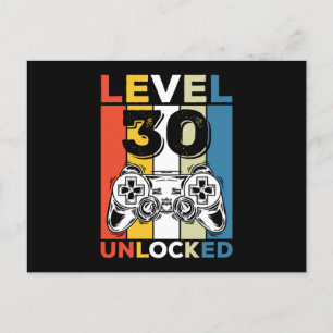Verjaardag 30e Level Ontgrendeld 30 Gaming Vintage Feestdagenkaart
