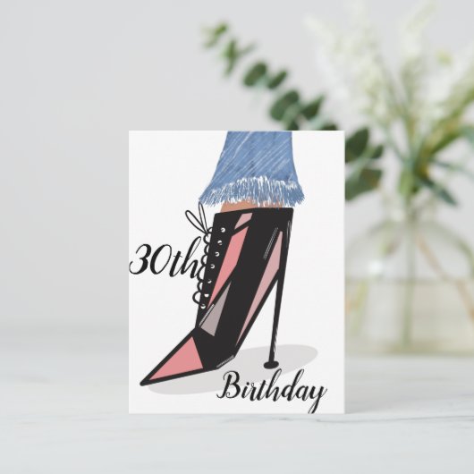Verjaardag 30e Vrouw Mode Schoonheid Ansichtkaart Briefkaart (Staand voorkant)