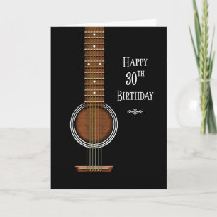 Verjaardag, 30e, zwarte akoestische gitaar kaart