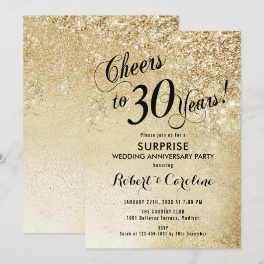 Verjaardag 30ste huwelijksverjaardag - Goud Kaart (Voorkant / Achterkant)