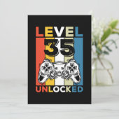 Verjaardag 35e Niveau Ontgrendeld 35 Gaming Retro Kaart (Staand voorkant)