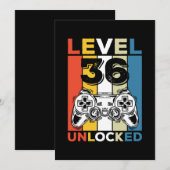 Verjaardag 36e Niveau Ontgrendeld 36 Gamen Vintage Kaart (Voorkant / Achterkant)