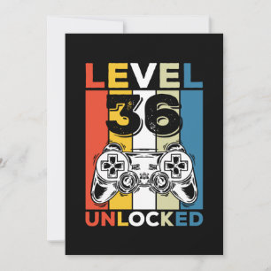 Verjaardag 36e Niveau Ontgrendeld 36 Gaming Retro Kaart