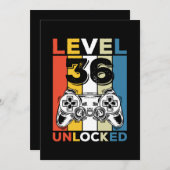 Verjaardag 36ste level vrijgespeeld 36 gamen retro kaart (Voorkant / Achterkant)