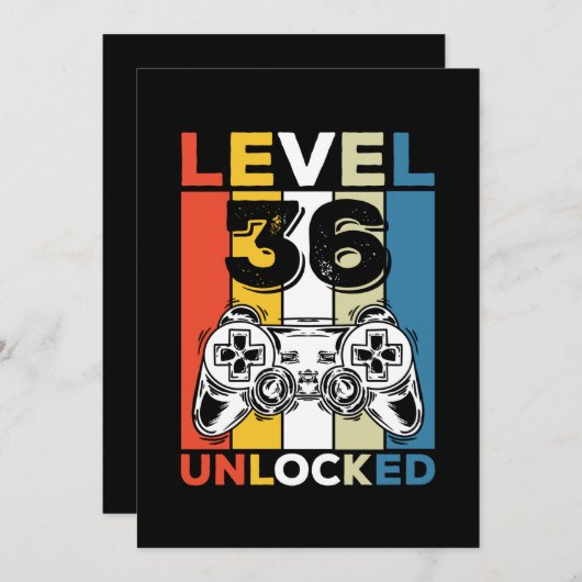 Verjaardag 36ste level vrijgespeeld 36 gamen retro kaart (Voorkant / Achterkant)