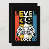 Verjaardag 39e Niveau Ontgrendeld 39 Gaming Retro Kaart (Voorkant / Achterkant)