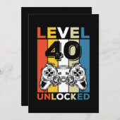 Verjaardag 40e level ontgrendeld 40 Gaming vintage Kaart (Voorkant / Achterkant)