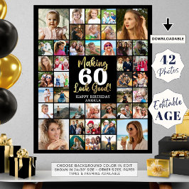 Verjaardag 42 Fotocollage waardoor leeftijd er goe Poster