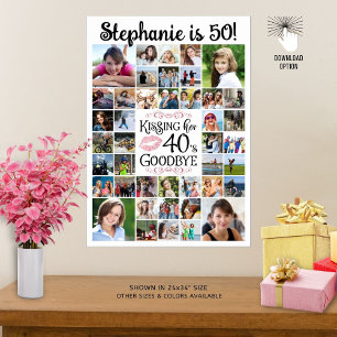 Verjaardag 42 Foto's Kussen Haar Decennium Vaarwel Poster