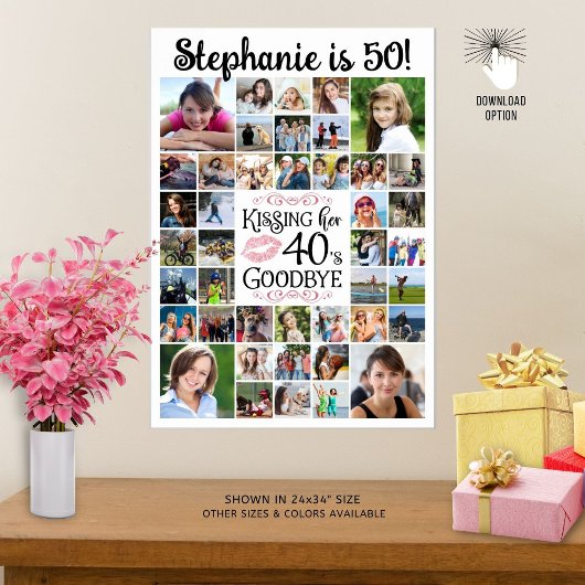 Verjaardag 42 Foto's Kussen Haar Decennium Vaarwel Poster