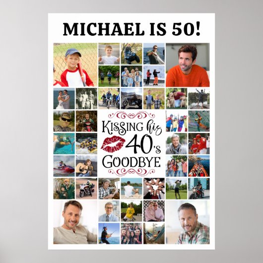 Verjaardag 42 foto's kussen zijn decennium vaarwel poster (Voorkant)